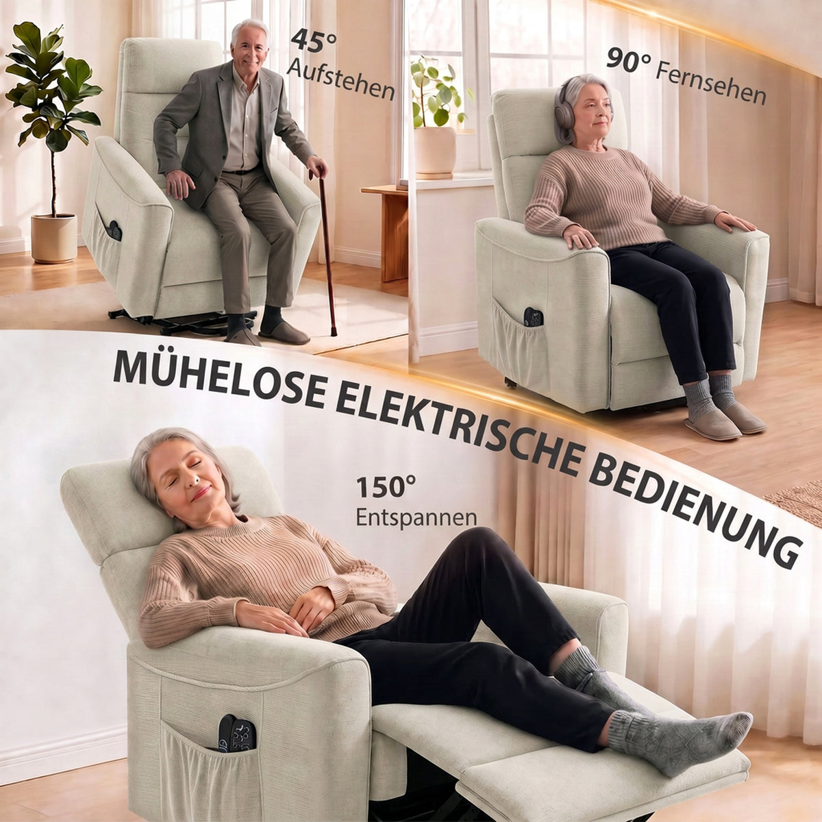 Elektrischer Relaxsessel mit Aufstehhilfe und Massage