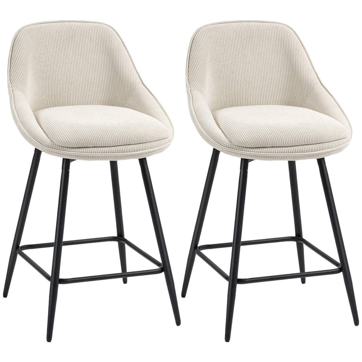 2er-Set drehbare Barhocker mit Cordbezug