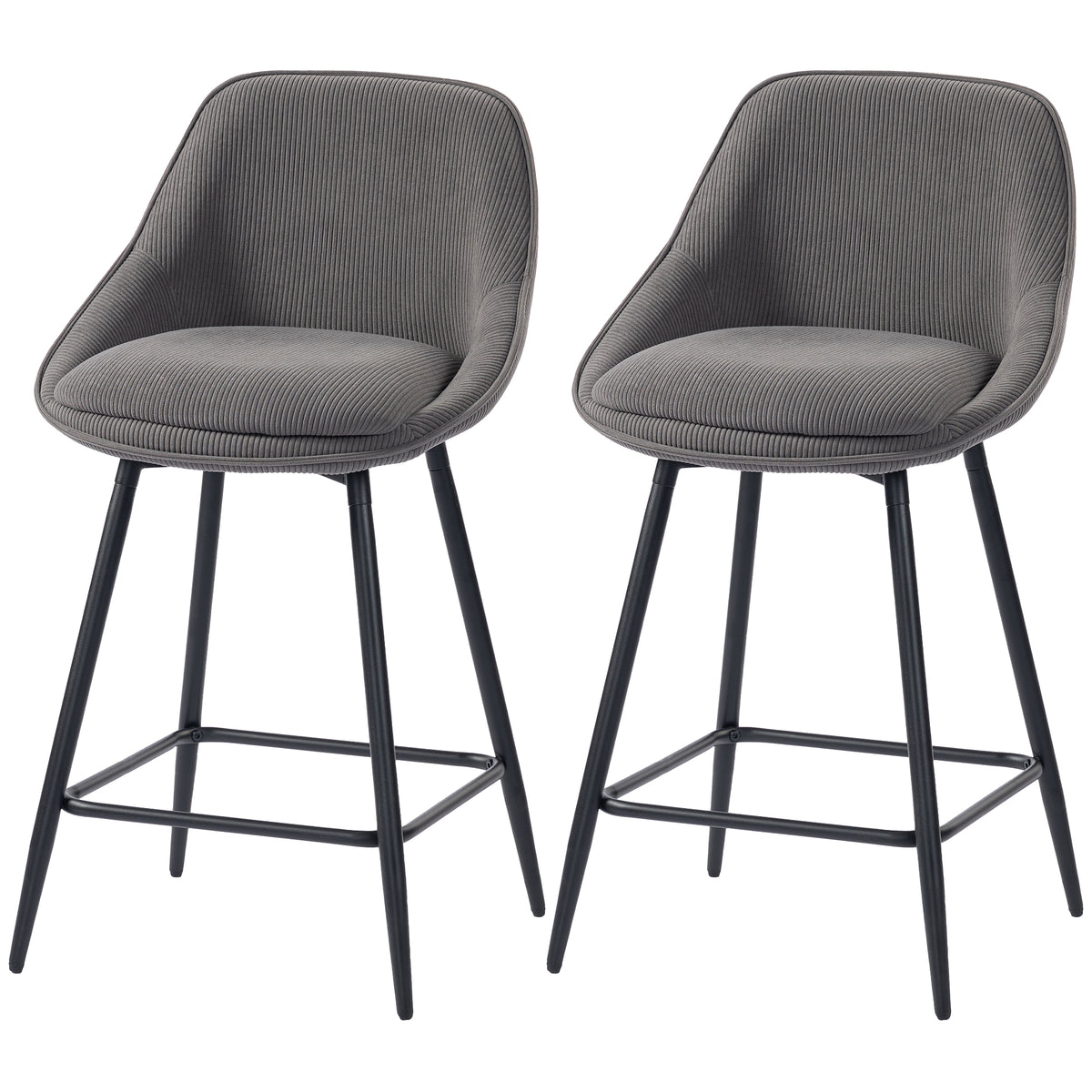 2er-Set drehbare Barhocker mit Cordbezug