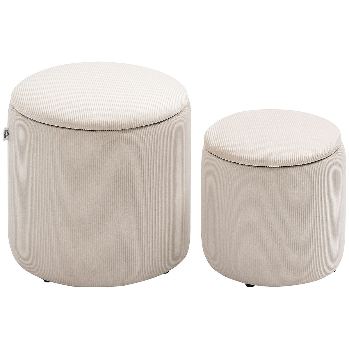 Rundes Hocker-Set mit Stauraum und Cordoptik