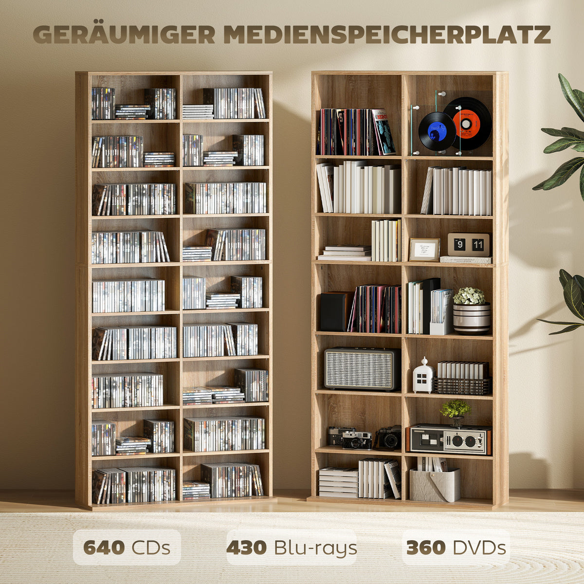 DVD- und CD-Regal mit 18 Fächern