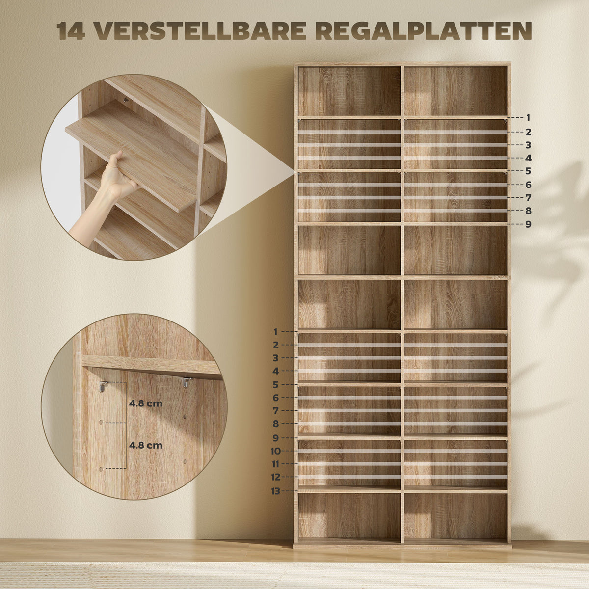 DVD- und CD-Regal mit 18 Fächern