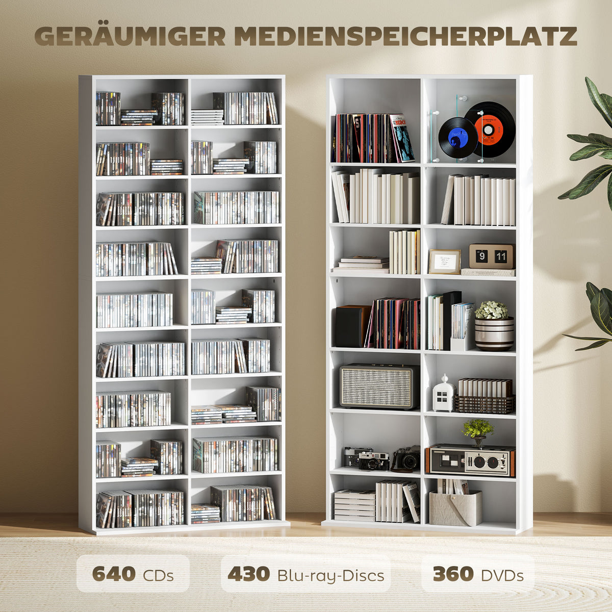 DVD- und CD-Regal mit 18 Fächern