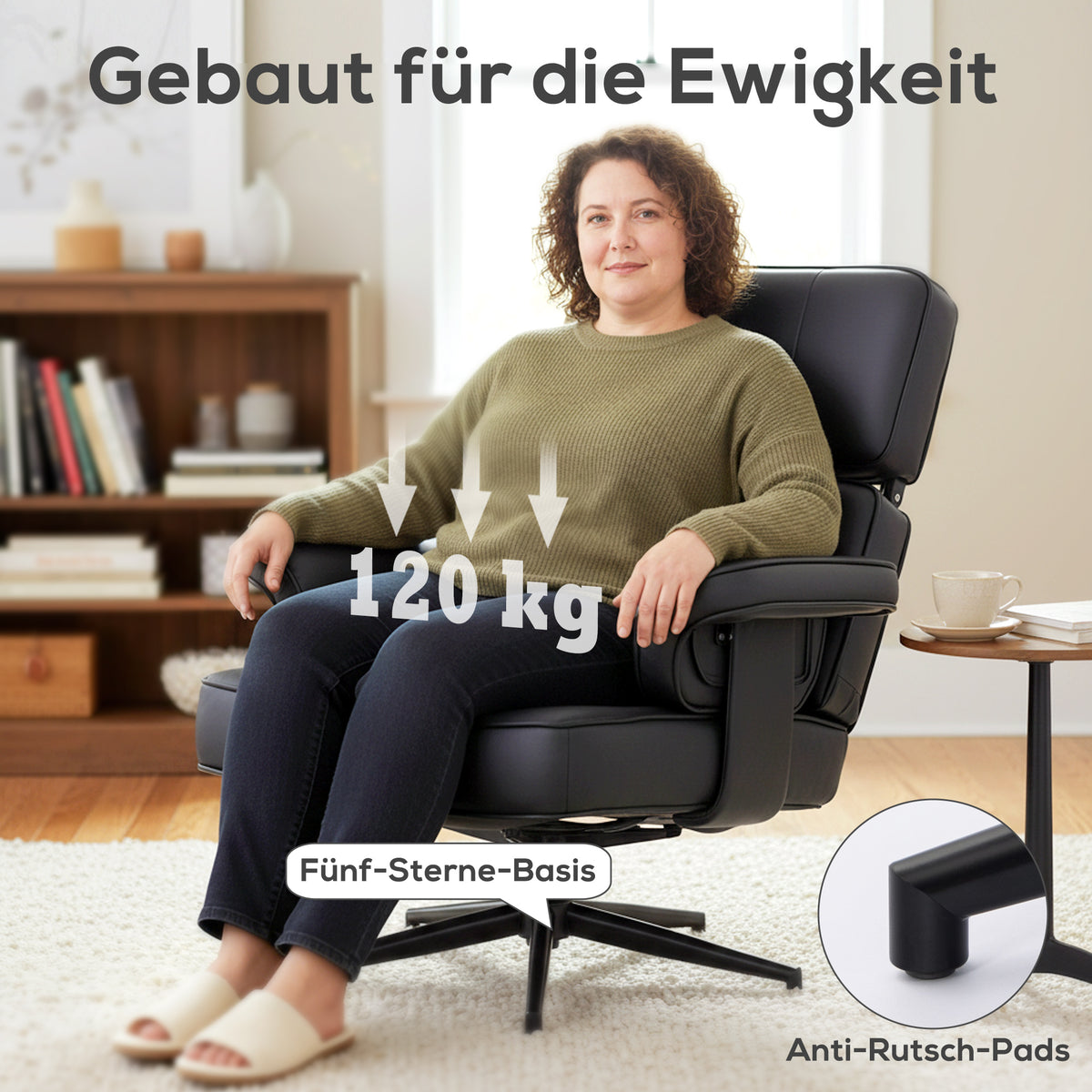 Relaxsessel mit Fußhocker und verstellbarer Kopfstütze