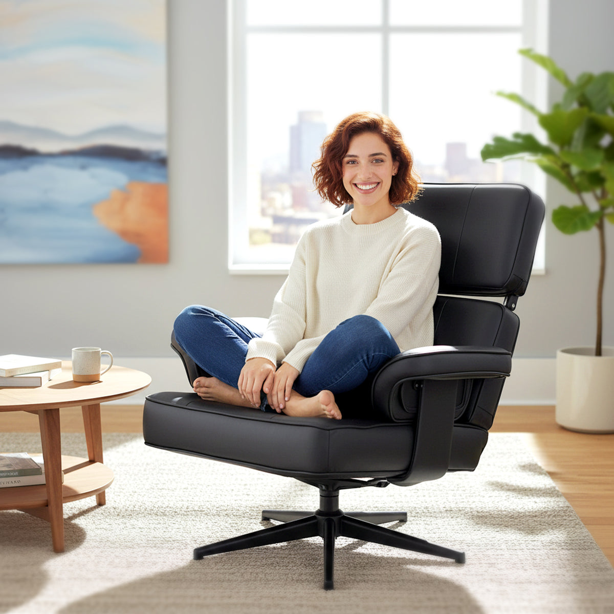 Relaxsessel mit Fußhocker und verstellbarer Kopfstütze