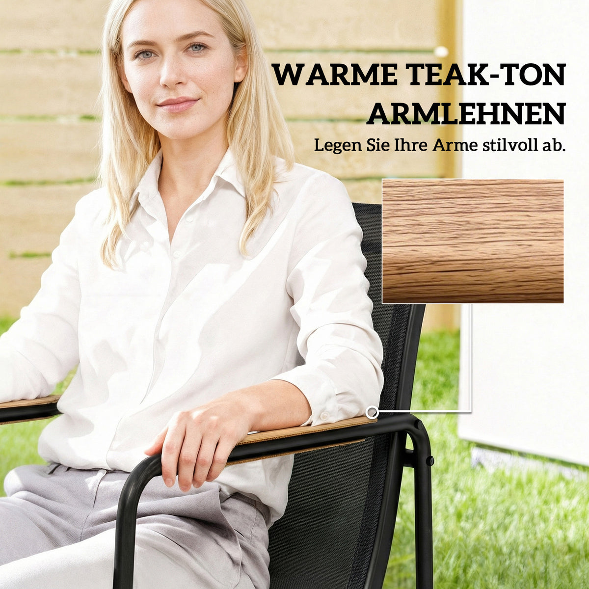 7-teiliges Gartenmöbel-Set mit Glastisch und 6 Stühlen