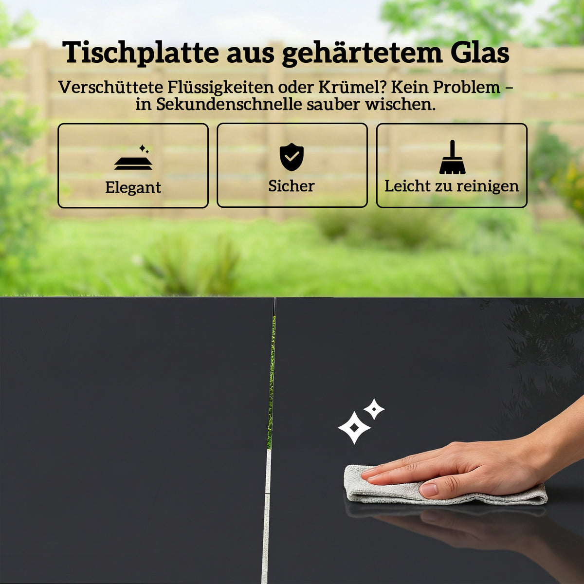 7-teiliges Gartenmöbel-Set mit Glastisch und 6 Stühlen