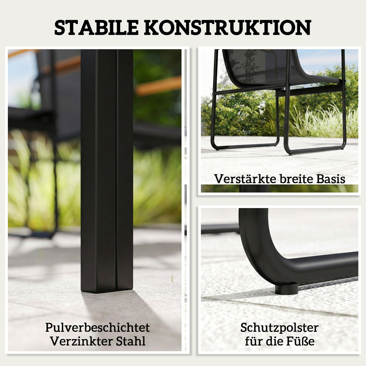 7-teiliges Gartenmöbel-Set mit Glastisch und 6 Stühlen