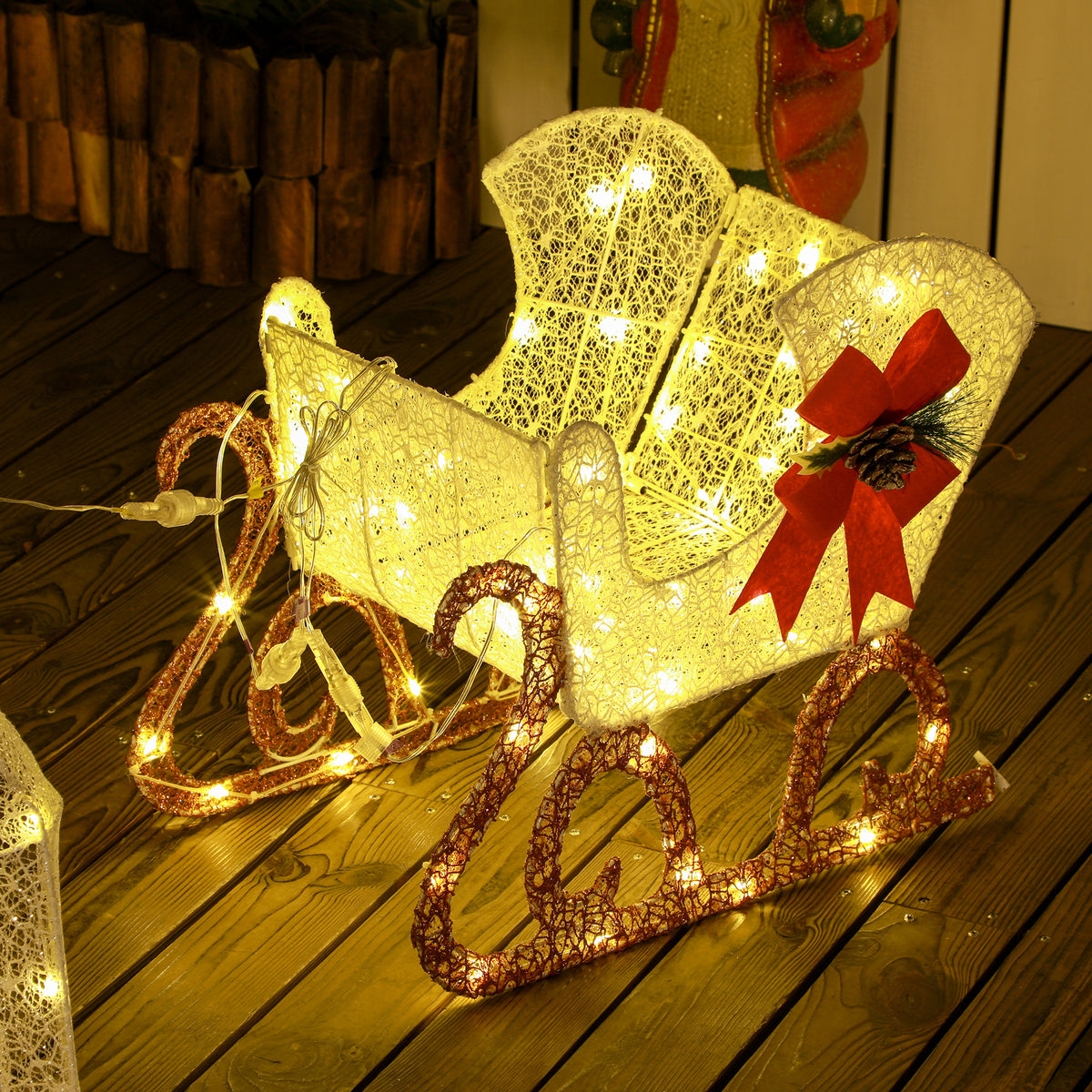 LED-Rentier mit Schlitten und 170 Lichtern