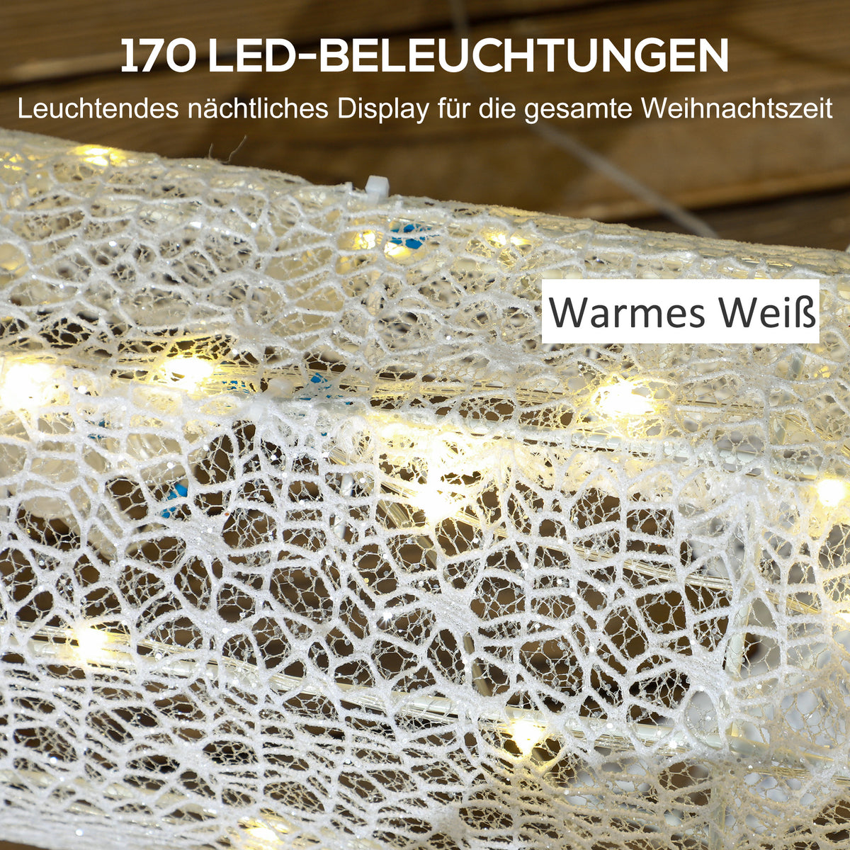 LED-Rentier mit Schlitten und 170 Lichtern