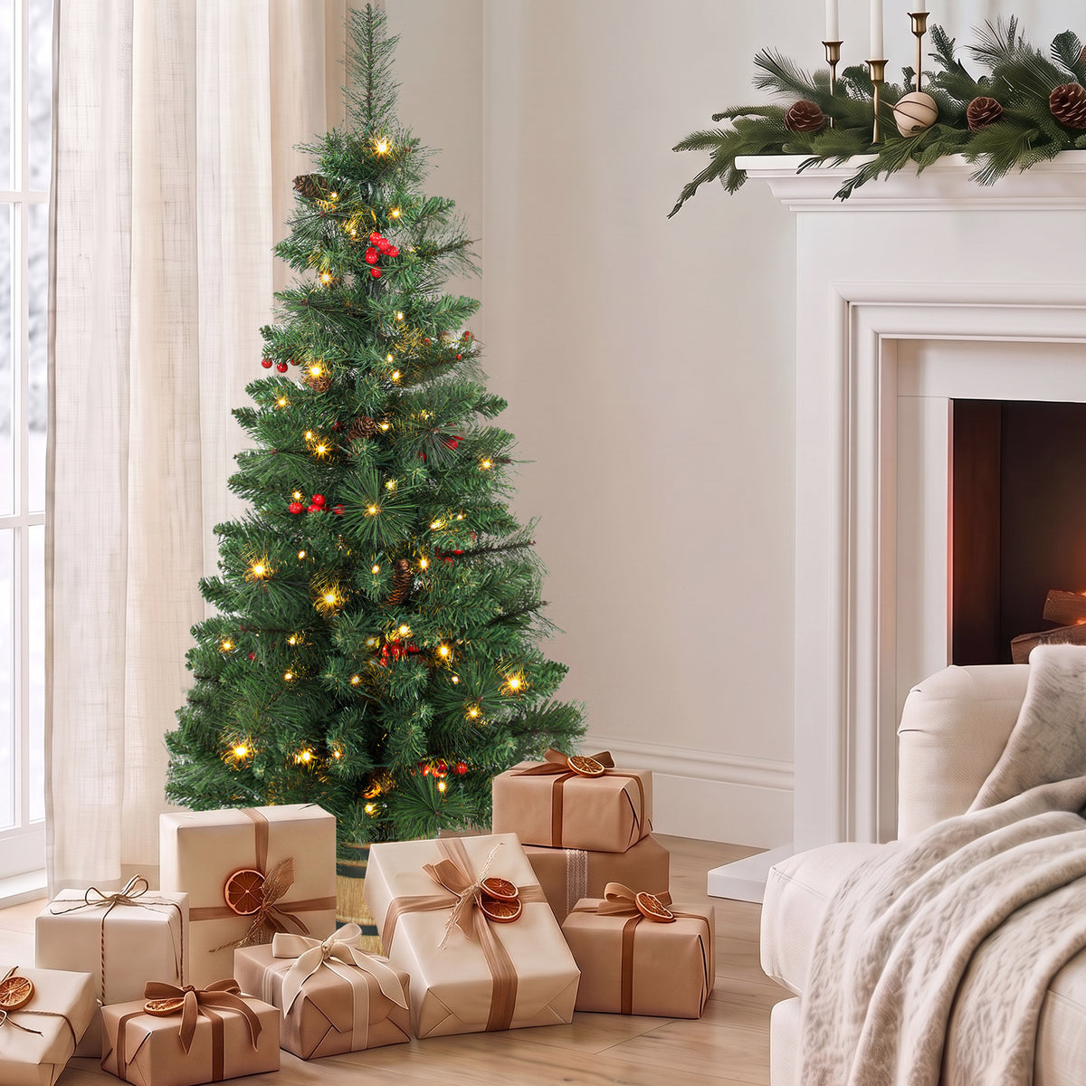 Künstlicher Weihnachtsbaum 120 cm mit LED-Beleuchtung