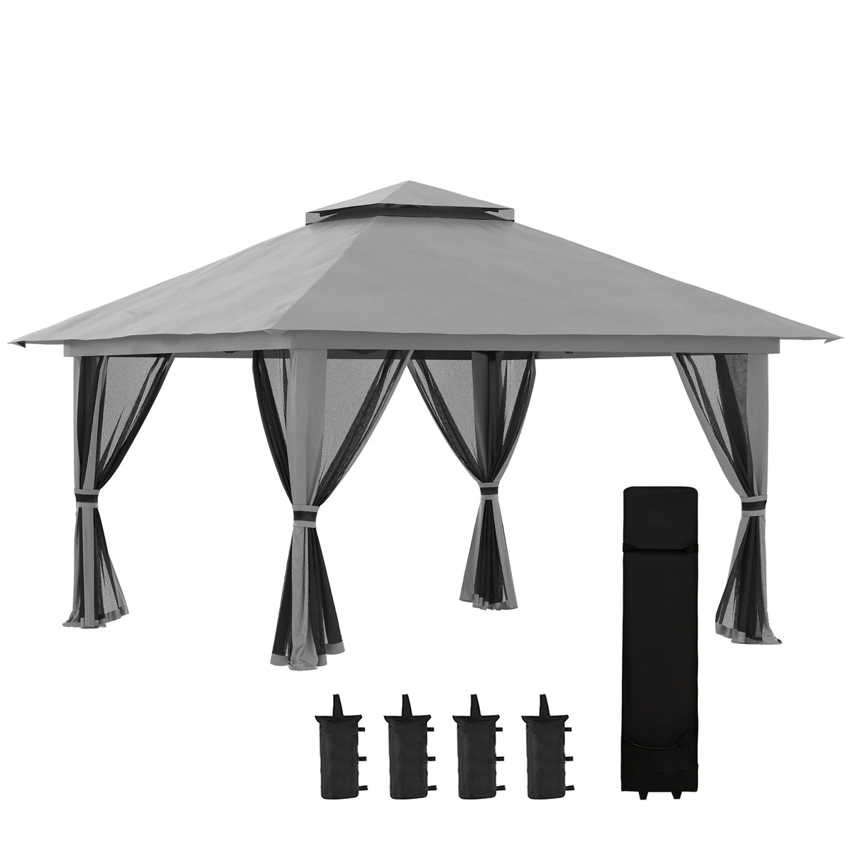 Faltpavillon mit vier Netzwänden und Lüftungsdach
