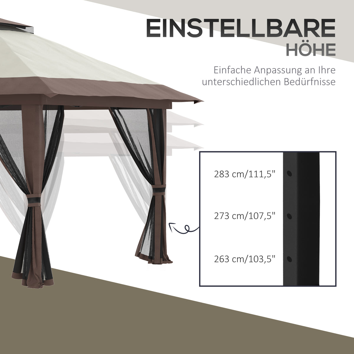 Faltpavillon mit vier Netzwänden und Lüftungsdach