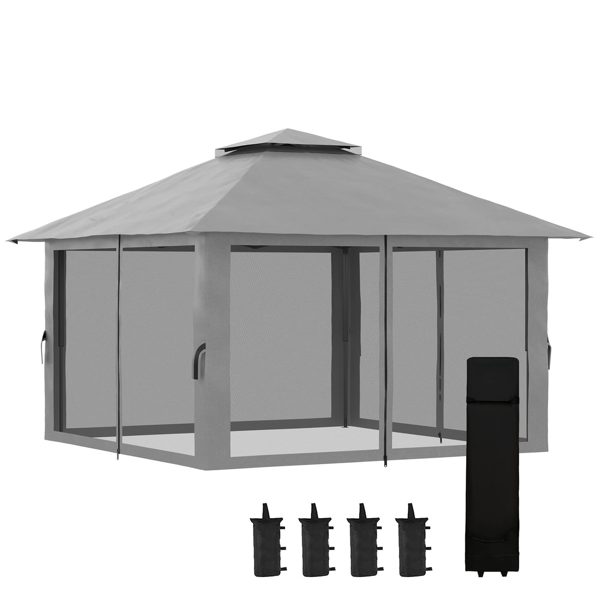 Faltpavillon mit vier Netzwänden und Lüftungsdach
