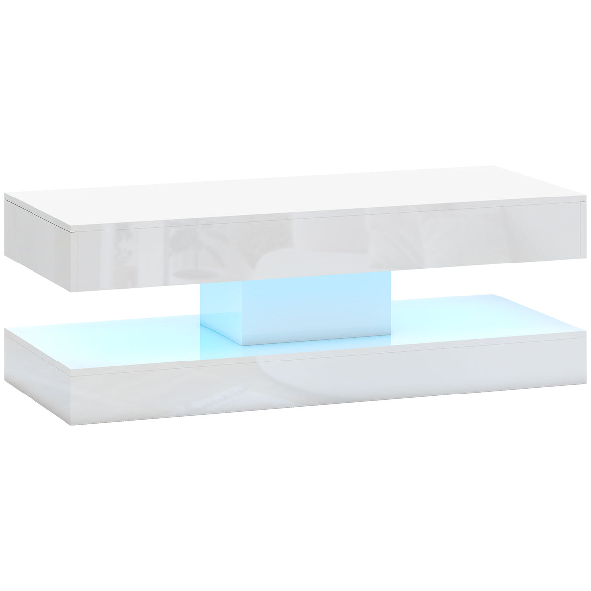 Couchtisch mit LED-Beleuchtung, Schubladen und Ablage