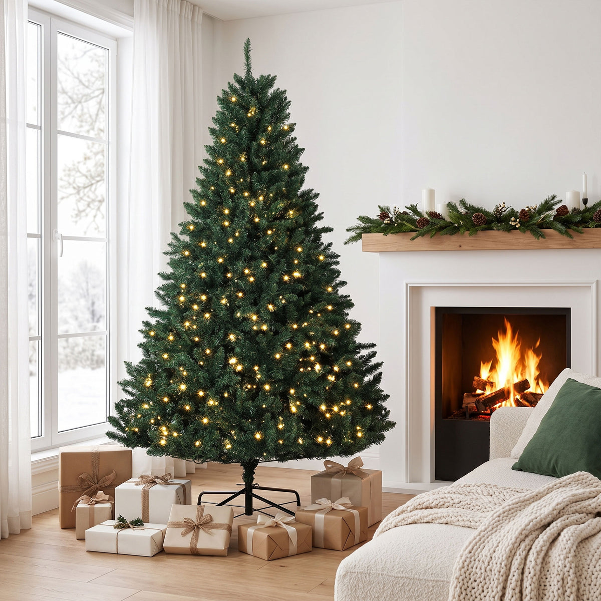 Künstlicher Weihnachtsbaum mit warmweißen LEDs