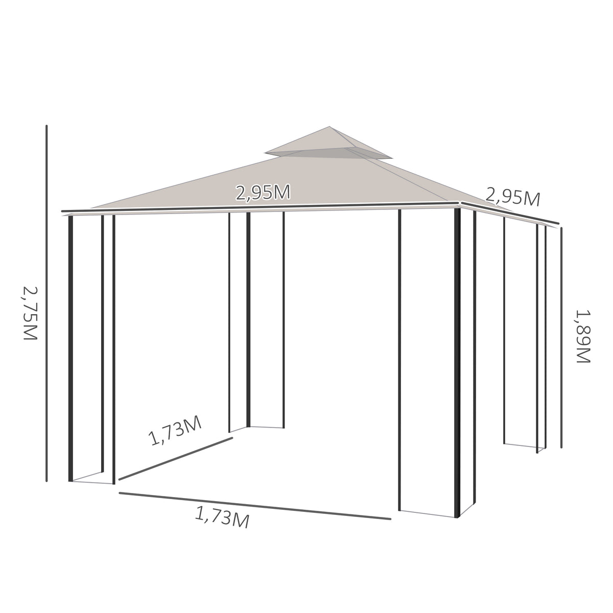 Gartenpavillon mit Doppeldach und Moskitonetz