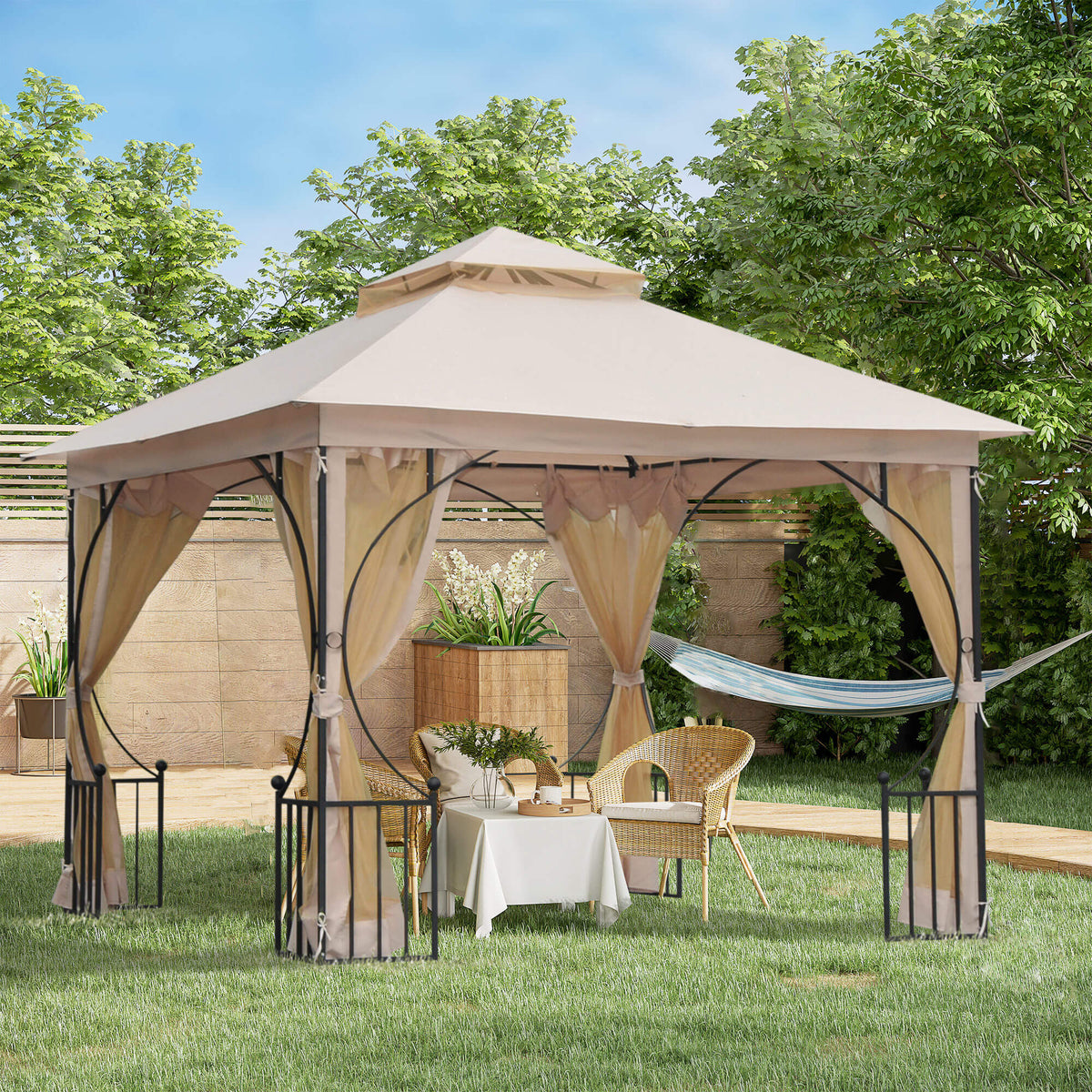 Gartenpavillon mit Doppeldach und Moskitonetz