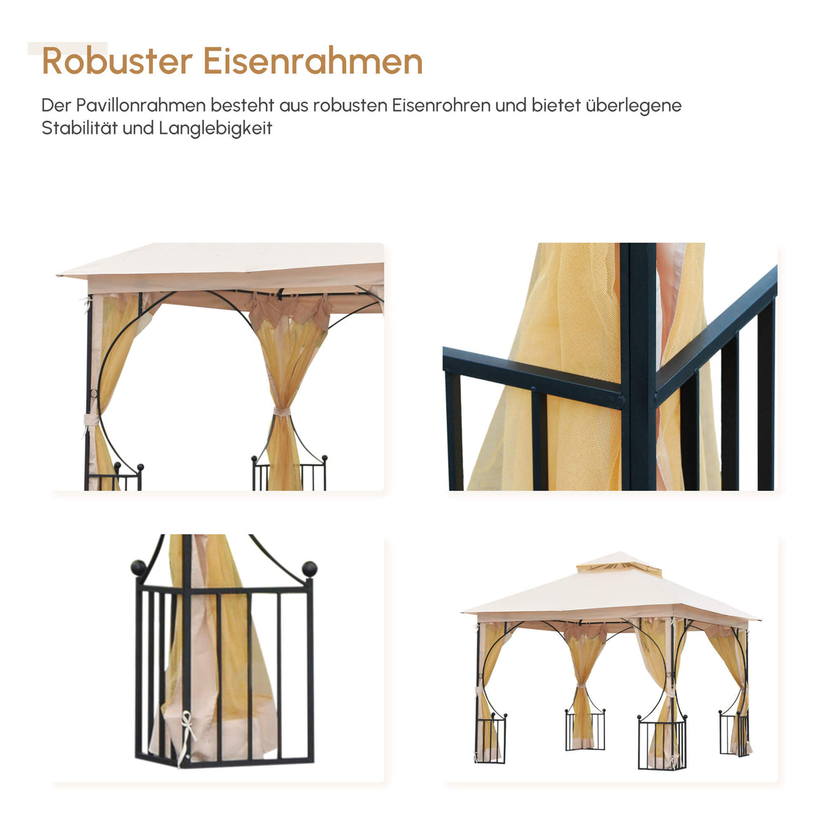 Gartenpavillon mit Doppeldach und Moskitonetz