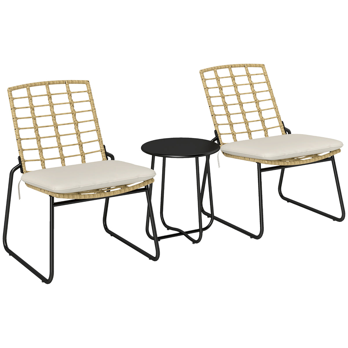 3-teiliges Gartenmöbel-Set aus Rattan mit Kissen
