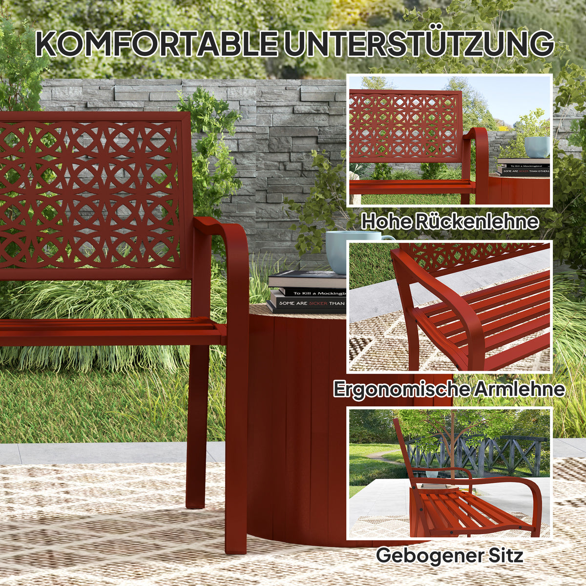 Gartenbank aus Stahl für zwei Personen