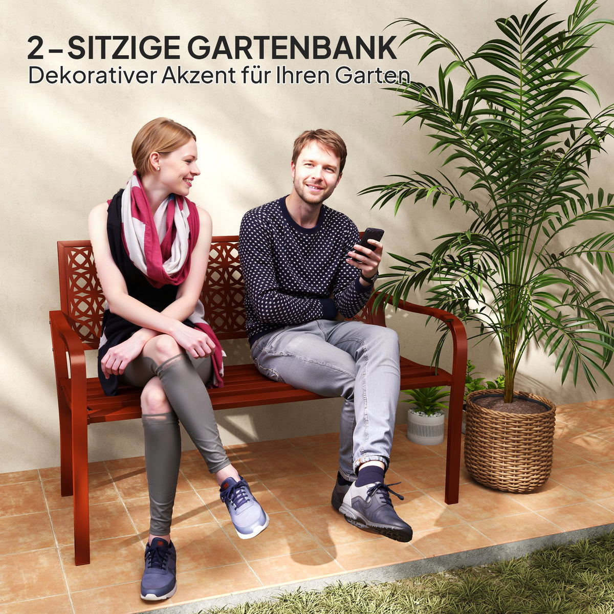 Gartenbank aus Stahl für zwei Personen