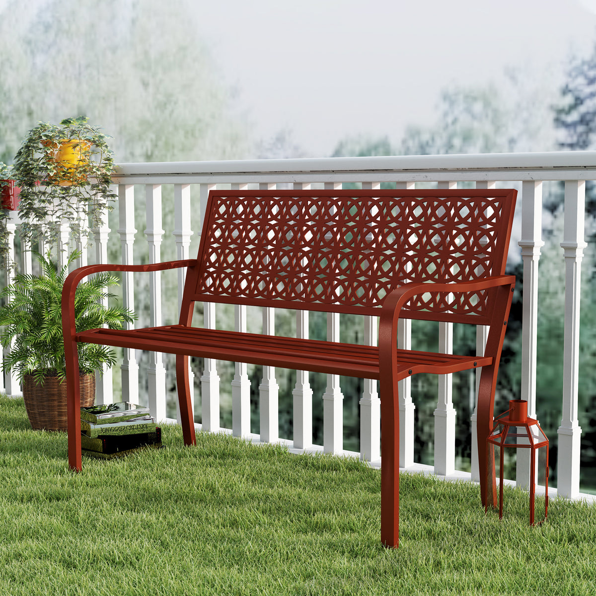 Gartenbank aus Stahl für zwei Personen