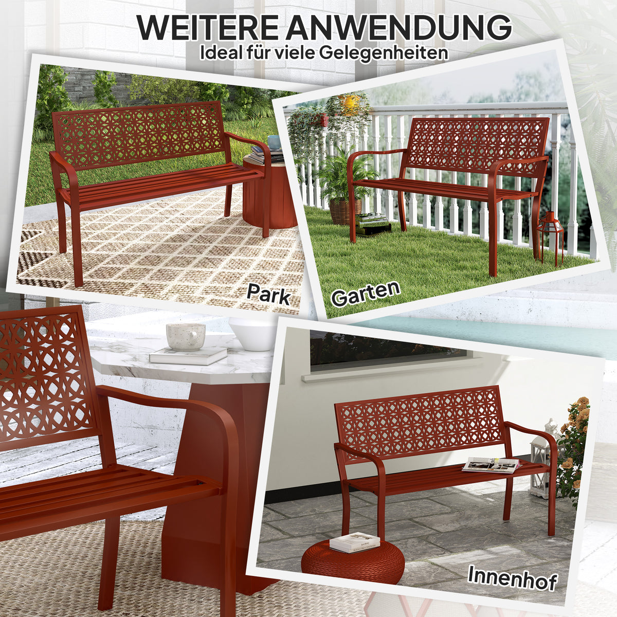Gartenbank aus Stahl für zwei Personen
