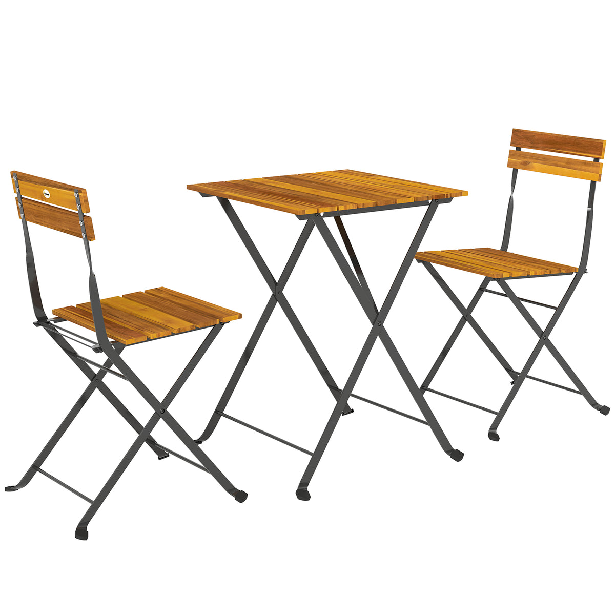 Klappbares Bistro-Set aus Akazienholz mit 2 Stühlen