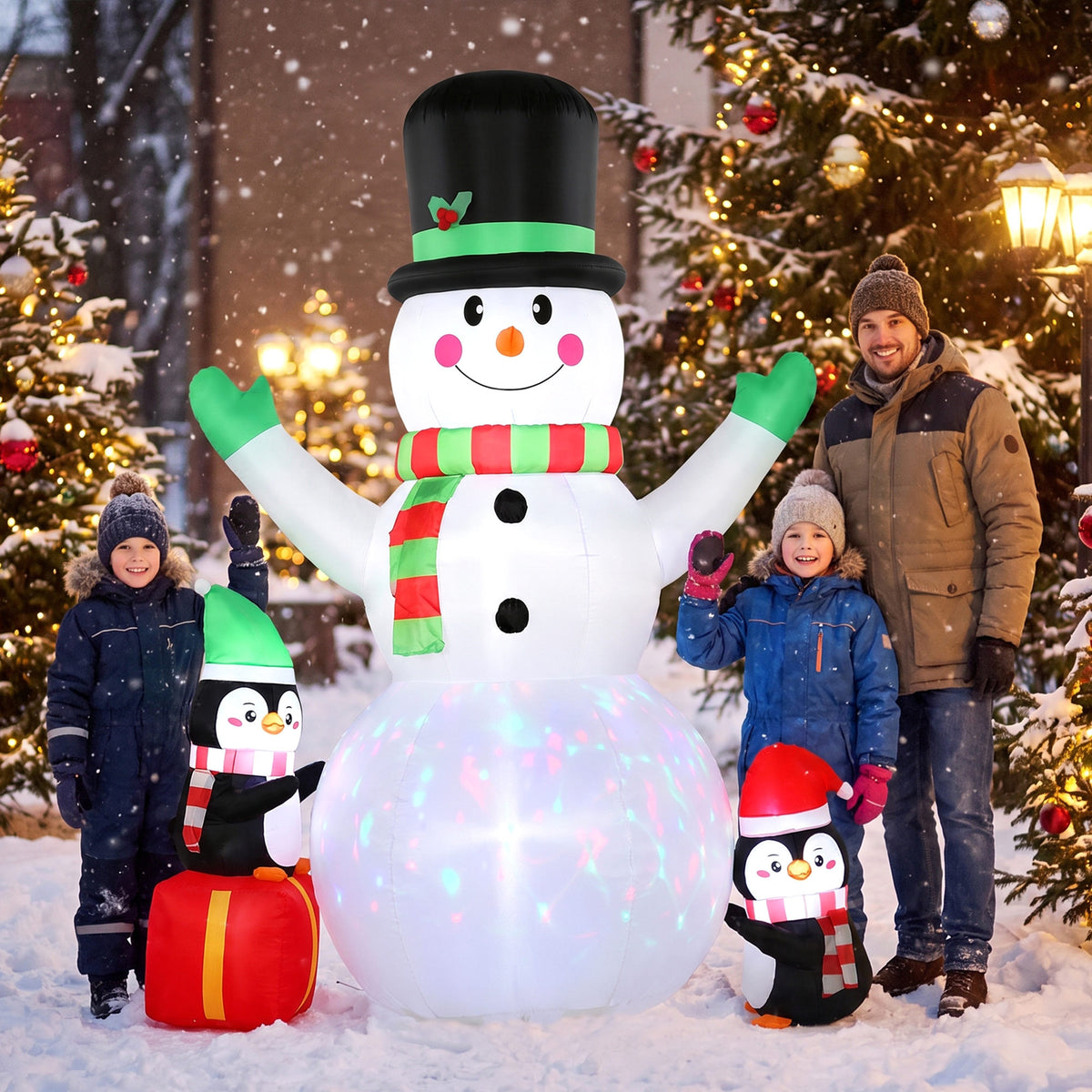 Aufblasbarer Weihnachts-Schneemann mit LED-Licht