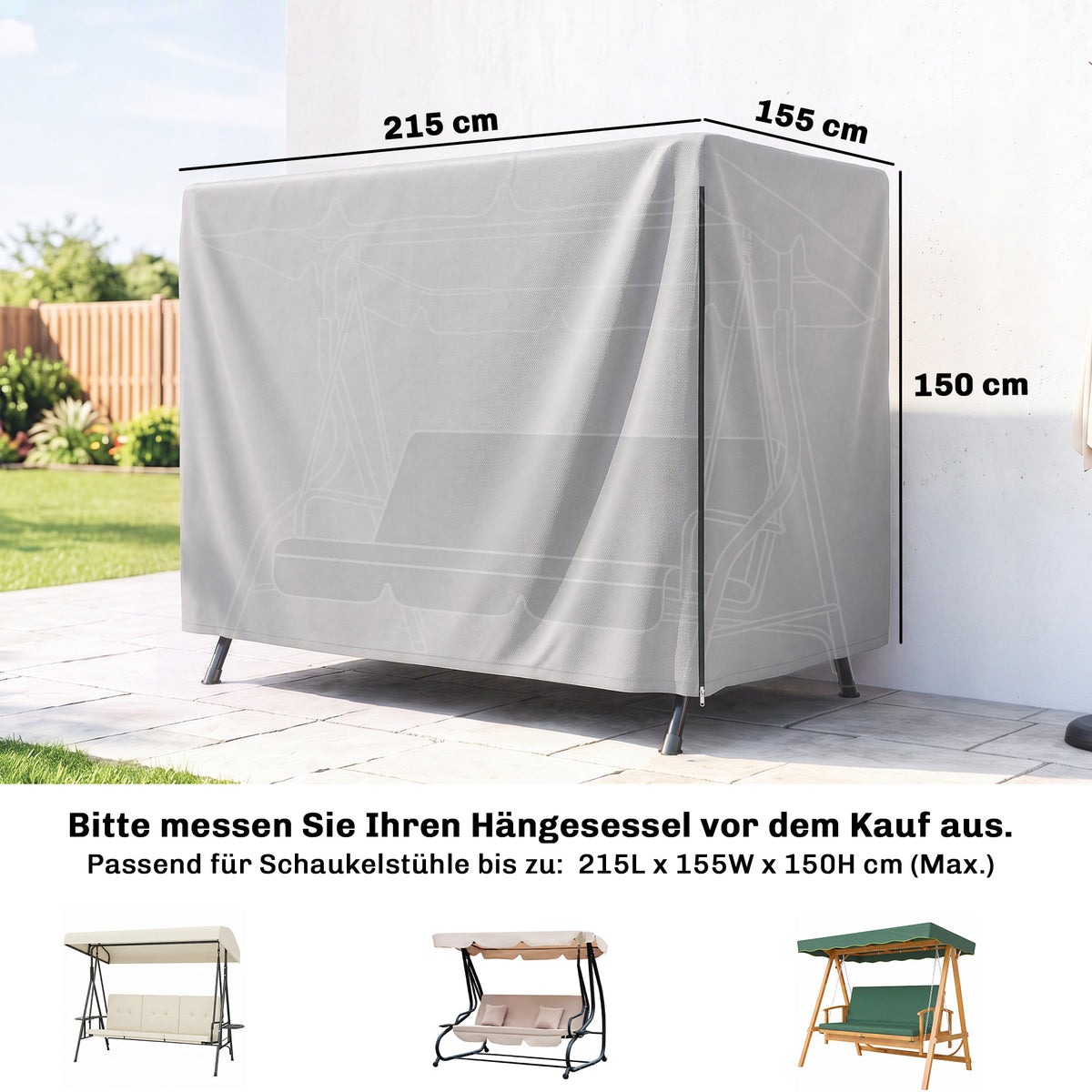 Gartenmöbel-Abdeckung aus PE mit Reißverschluss