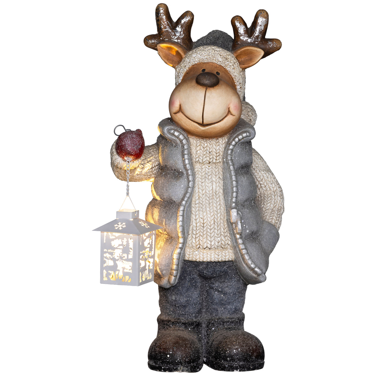 Weihnachtsfigur Rentier mit LED-Laterne
