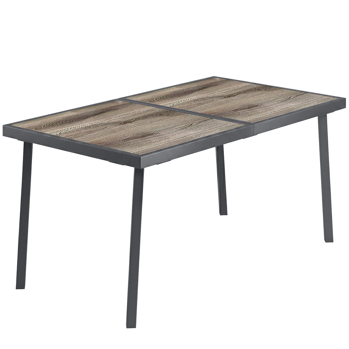 Gartentisch für sechs Personen mit verschiedenen Tischplatten