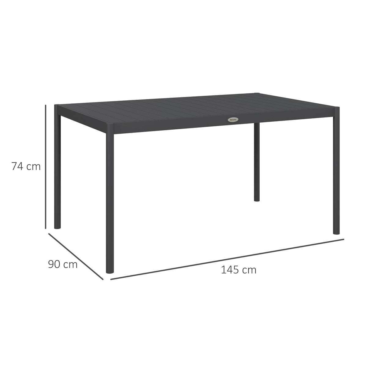 Gartentisch für sechs Personen mit verschiedenen Tischplatten