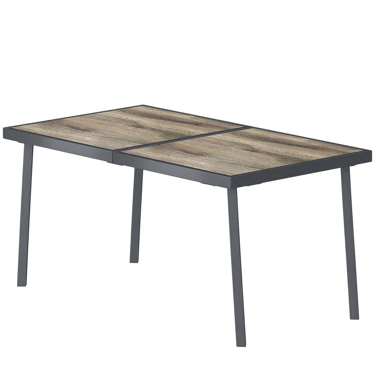 Gartentisch für sechs Personen mit verschiedenen Tischplatten
