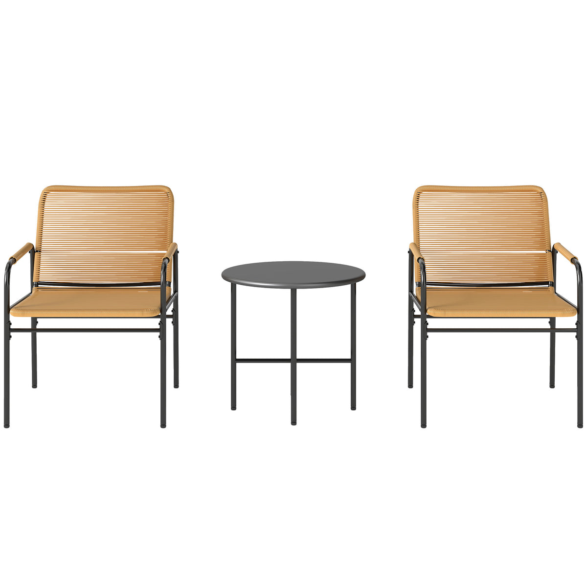 3-teiliges Bistroset aus PE-Rattan mit Stahlgestell