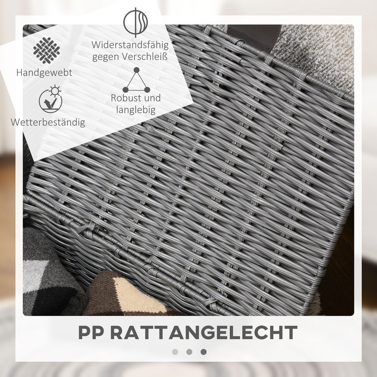3er-Set Aufbewahrungskörbe mit Deckel, grau