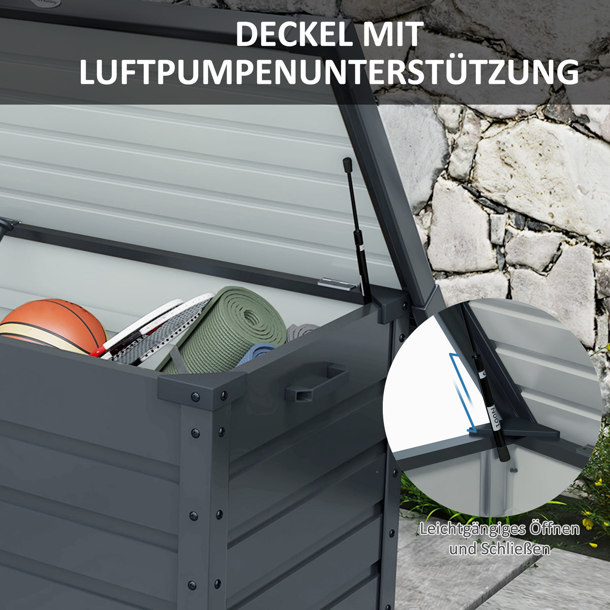 Gartenbox aus verzinktem Stahl mit Rollen