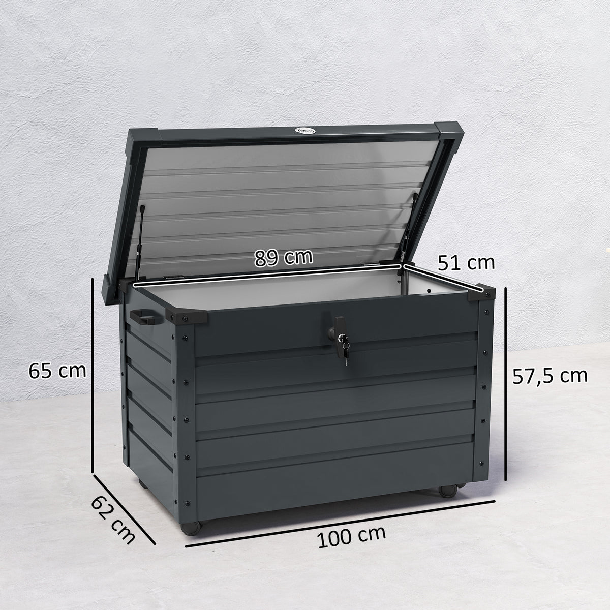 Gartenbox aus verzinktem Stahl mit Rollen