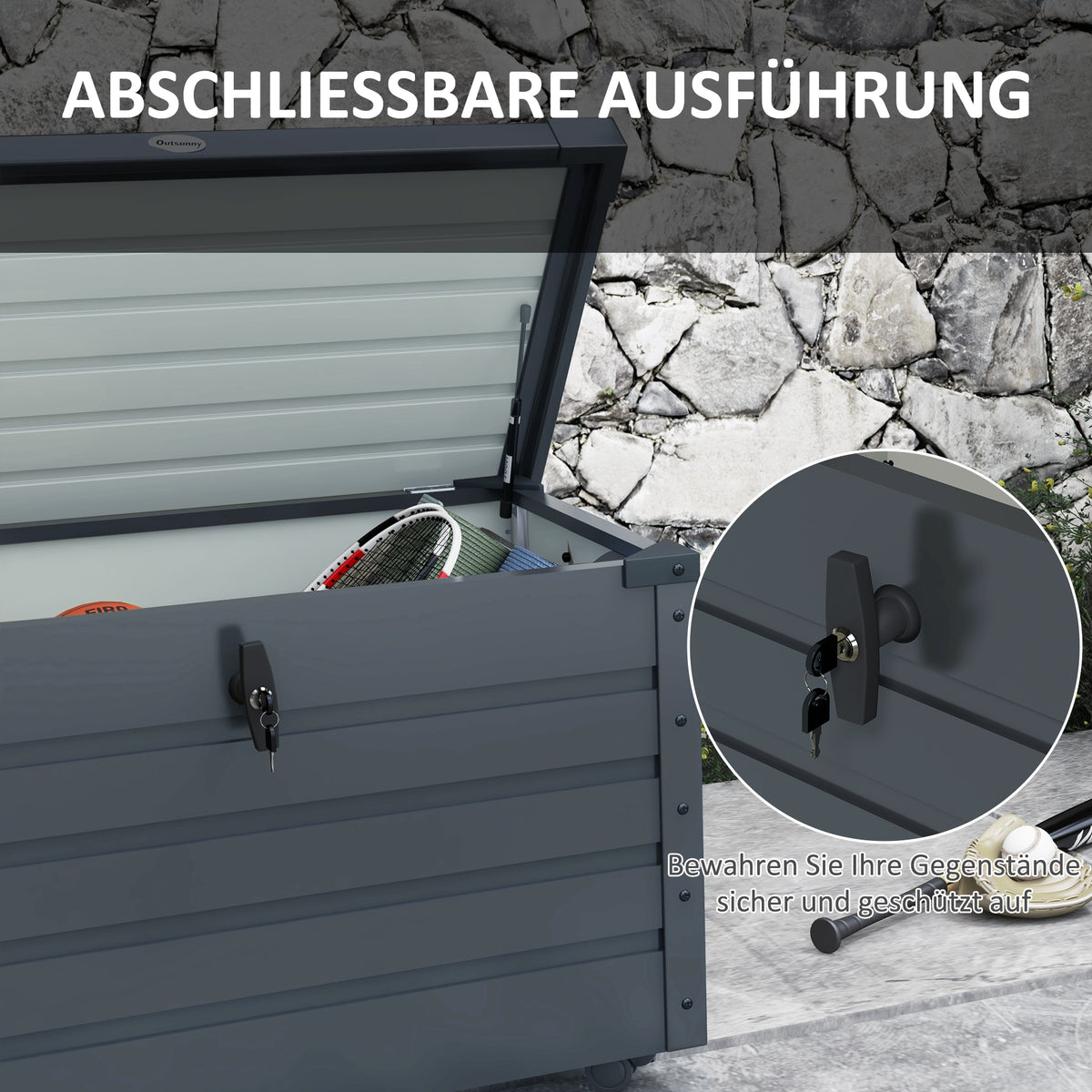 Gartenbox aus verzinktem Stahl mit Rollen
