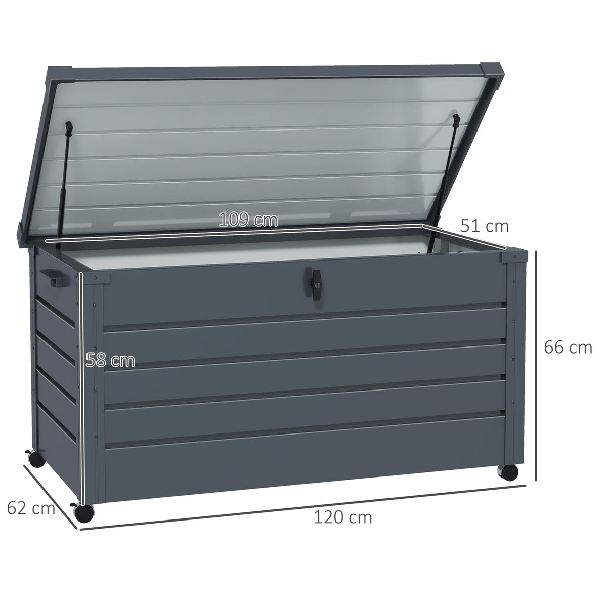 Gartenbox aus verzinktem Stahl mit Rollen