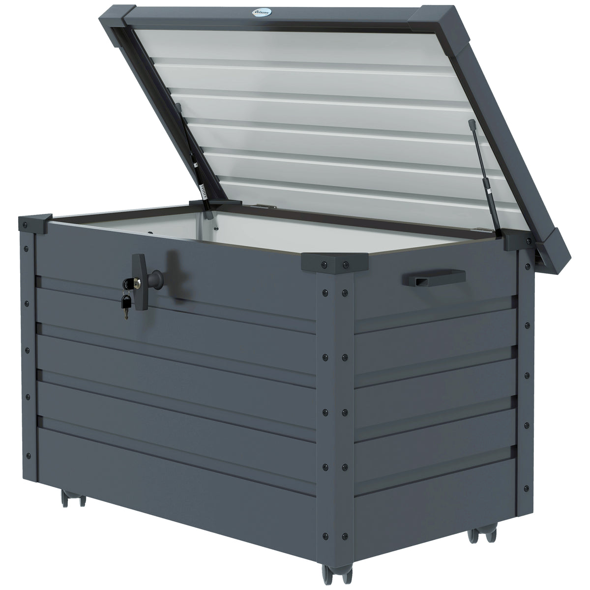 Gartenbox aus verzinktem Stahl mit Rollen